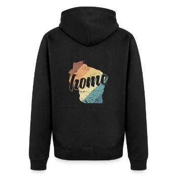 Wisconsin Home USA Amerika Bundesstaat - Unisex Premium Bio Zip Hoodie - Schwarz - Hinten - Nico (187cm)