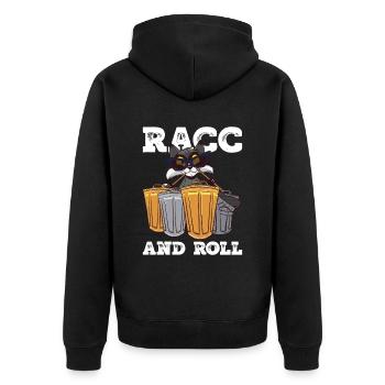 Racc And Roll - Funny raccoon - Unisex Premium Organic Zip Hoodie - black - Back - Nico (187cm)