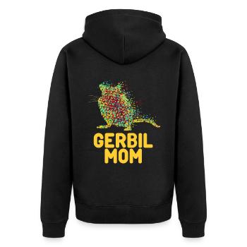 Rennmaus Gerbil Mom Rennmäuse - Unisex Premium Bio Zip Hoodie - Schwarz - Hinten - Nico (187cm)