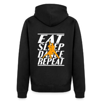 Essen Schlafen Tanzen - Unisex Premium Bio Zip Hoodie - Schwarz - Hinten - Nico (187cm)