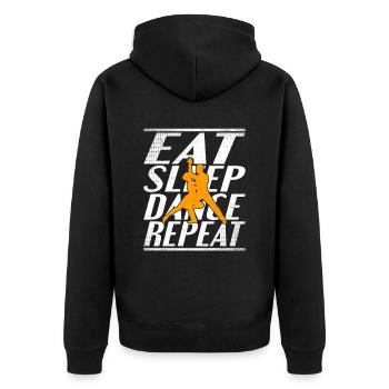 Essen Schlafen Tanzen - Unisex Premium Bio Zip Hoodie - Schwarz - Hinten - Nico (187cm)