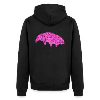 Tardigrade Wasserbär Herzen Bärtierchen - Unisex Premium Bio Zip Hoodie - Schwarz - Hinten - Nico (187cm)