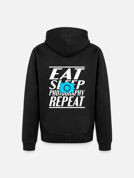 Food Sleeping Photography - Unisex Premium Organic Zip Hoodie - black