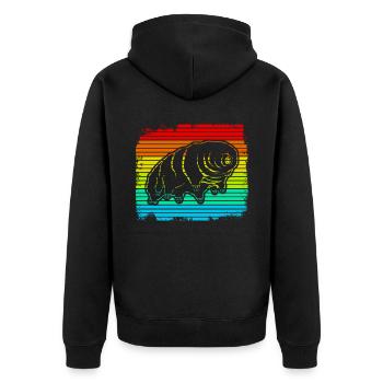 Tardigrade Retro Wasserbär Bärtierchen - Unisex Premium Bio Zip Hoodie - Schwarz - Hinten - Nico (187cm)