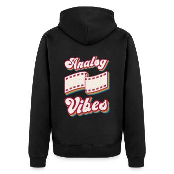 Retro Photographer Vintage Analog Vibes - Unisex Premium Bio Zip Hoodie - Schwarz - Hinten - Nico (187cm)