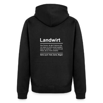 Landwirt Definition Lustig Spruch Bauer Beruf - Unisex Premium Bio Zip Hoodie - Schwarz - Hinten - Nico (187cm)