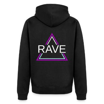 Rave Techno House Party EDM Festival Goa Electro - Unisex Premium Bio Zip Hoodie - Schwarz - Hinten - Nico (187cm)