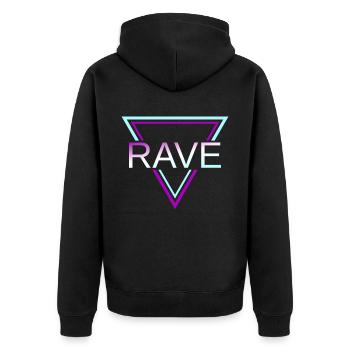 Rave Techno House Party EDM Festival Goa Electro - Unisex Premium Bio Zip Hoodie - Schwarz - Hinten - Nico (187cm)