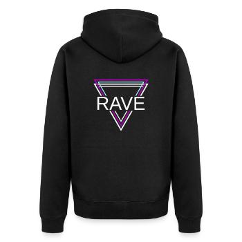 Rave Techno House Party EDM Festival Goa Electro - Unisex Premium Bio Zip Hoodie - Schwarz - Hinten - Nico (187cm)