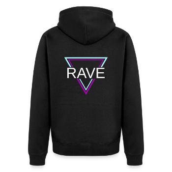 Rave Techno House Party EDM Festival Goa Electro - Unisex Premium Bio Zip Hoodie - Schwarz - Hinten - Nico (187cm)