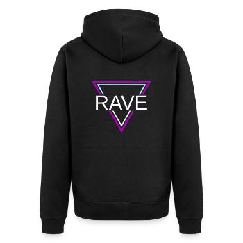 Rave Techno House Party EDM Festival Goa Electro - Unisex Premium Bio Zip Hoodie - Schwarz - Hinten - Nico (187cm)