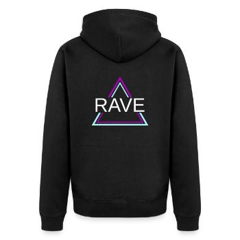 Rave Techno House Party EDM Festival Goa Electro - Unisex Premium Bio Zip Hoodie - Schwarz - Hinten - Nico (187cm)