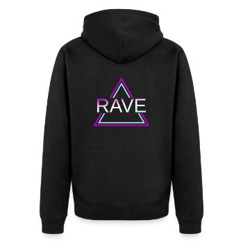 Rave Techno House Party EDM Festival Goa Electro - Unisex Premium Bio Zip Hoodie - Schwarz - Hinten - Nico (187cm)