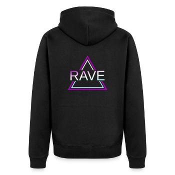 Rave Techno House Party EDM Festival Goa Electro - Unisex Premium Bio Zip Hoodie - Schwarz - Hinten - Nico (187cm)