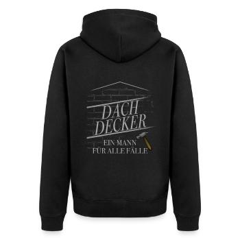 Zimmermann und Dachdecker lustige Sprüche - Unisex Premium Bio Zip Hoodie - Schwarz - Hinten - Nico (187cm)