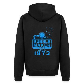 Diver Birthday Bubblemaker since April 1973 - Unisex Premium Organic Zip Hoodie - black - Back - Nico (187cm)