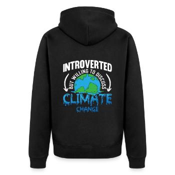 Climate Change Introverted But Willing Environment - Unisex Premium Bio Zip Hoodie - Schwarz - Hinten - Nico (187cm)