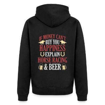 Horse Racing If Money Can't Buy Horseback Riding - Unisex Premium Bio Zip Hoodie - Schwarz - Hinten - Nico (187cm)