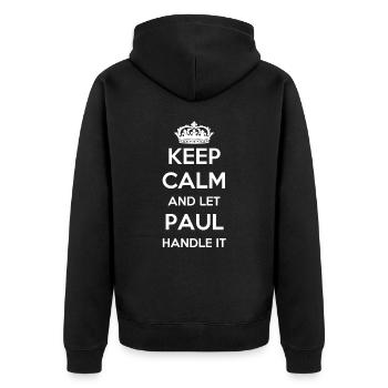 Keep Calm Handle It - First Name Name Lustiges Paul - Unisex Premium Organic Zip Hoodie - black - Back - Nico (187cm)