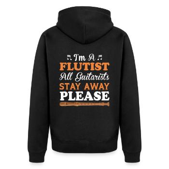 I am a flutist, all guitarists remain - Unisex Premium Organic Zip Hoodie - black - Back - Nico (187cm)