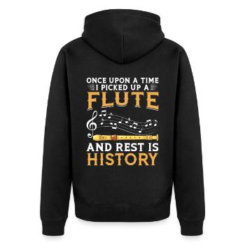 I took a flute and rest is history - - Unisex Premium Organic Zip Hoodie - black - Back - Nico (187cm)