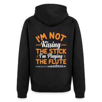 I don't kiss the stick, I play the flute - Unisex Premium Organic Zip Hoodie - black - Back - Nico (187cm)