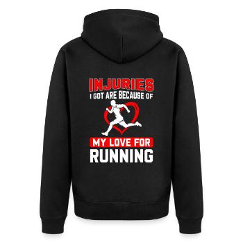 Jogging Spruch zum Laufen - Läufer - Unisex Premium Bio Zip Hoodie - Schwarz - Hinten - Nico (187cm)