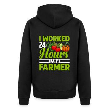 Quota d’agriculteur pour tracteurs agricoles - Veste à capuche bio Premium Unisexe - noir - Dos - Nico (187cm)