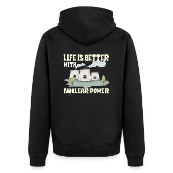 Atomkraftwerk Nuklear Energie Erneuerbare Energie - Unisex Premium Bio Zip Hoodie - Schwarz - Hinten - Nico (187cm)