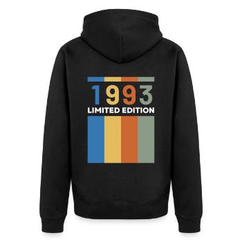 30 ans né en 1993 rétro 30e anniversaire - Veste à capuche bio Premium Unisexe - noir - Dos - Nico (187cm)