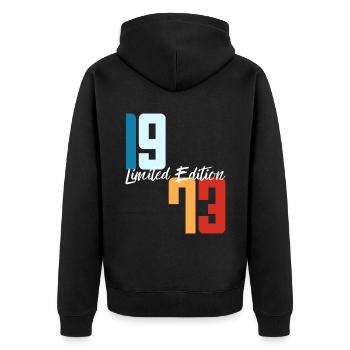 50 ans né en 1973 rétro 50e anniversaire - Veste à capuche bio Premium Unisexe - noir - Dos - Nico (187cm)