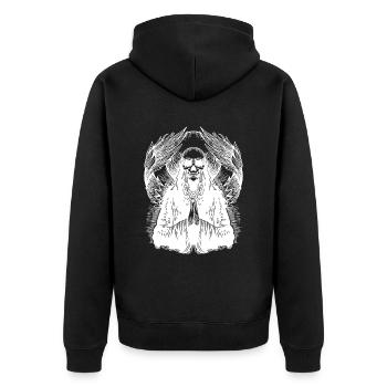 totenengel totenkopf - Unisex Premium Bio Zip Hoodie - Schwarz - Hinten - Nico (187cm)