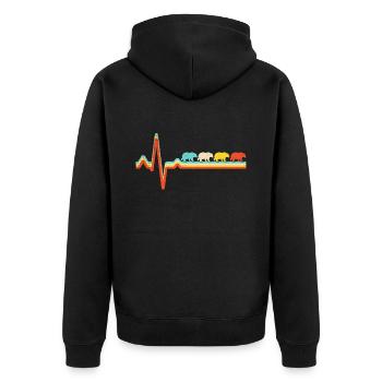 Bear Retro Heartbeat - Unisex Premium Organic Zip Hoodie - black - Back - Nico (187cm)