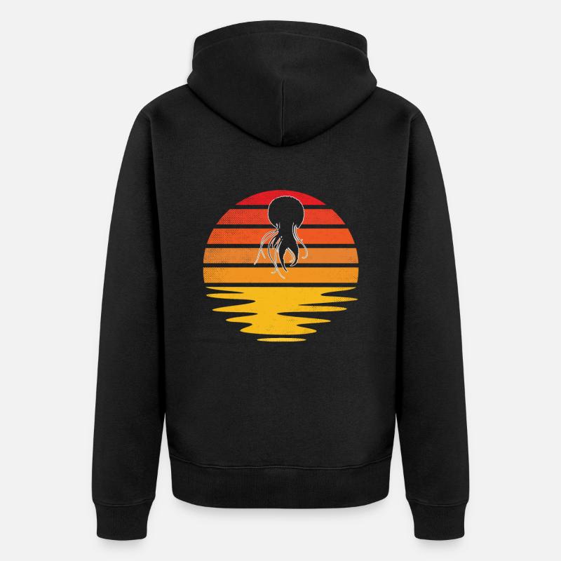 Méduses Rétro - Veste à capuche bio Premium Unisexe - noir