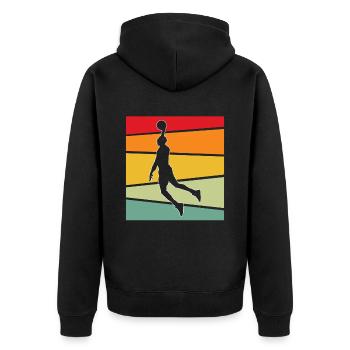Basketball Retro - Unisex Premium Bio Zip Hoodie - Schwarz - Hinten - Nico (187cm)