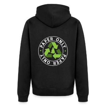 Recycling Paper Only Climate Change Reuse Recycler - Unisex Premium Bio Zip Hoodie - Schwarz - Hinten - Nico (187cm)