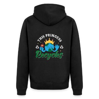 Recycling This Princess Recycles Go Green Recycler - Unisex Premium Bio Zip Hoodie - Schwarz - Hinten - Nico (187cm)