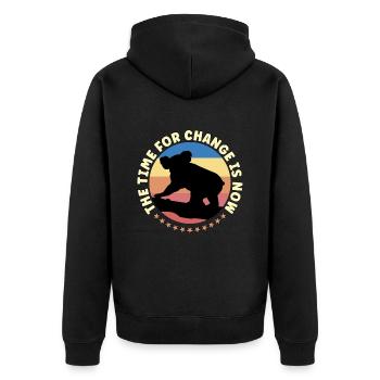 Réchauffement climatique Le temps du changement Rétro-activisme - Veste à capuche bio Premium Unisexe - noir - Dos - Nico (187cm)