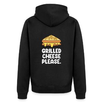 Lustiger Käseliebhaber Essen Humor Käse - Unisex Premium Bio Zip Hoodie - Schwarz - Hinten - Nico (187cm)