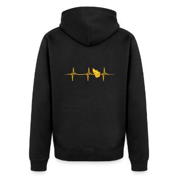 Lustiger Käseliebhaber Essen Humor Käse - Unisex Premium Bio Zip Hoodie - Schwarz - Hinten - Nico (187cm)
