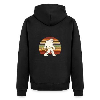 Saxophon Bigfoot Sasquatch Musiker Jazzmusik - Unisex Premium Bio Zip Hoodie - Schwarz - Hinten - Nico (187cm)