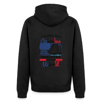 Ehre Sei Kolumbus 1942 Amerikanisches Italienisch - Unisex Premium Bio Zip Hoodie - Schwarz - Hinten - Nico (187cm)