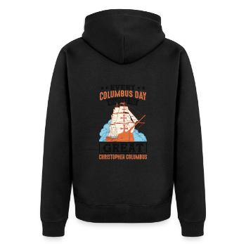 Great Christopher Columbus Day 1942 Americans - Unisex Premium Organic Zip Hoodie - black - Back - Nico (187cm)