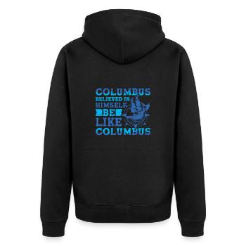 Columbus Glauben 1942 Amerikanischen - Unisex Premium Bio Zip Hoodie - Schwarz - Hinten - Nico (187cm)