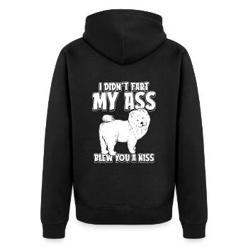Chow Chow Lustig - Unisex Premium Bio Zip Hoodie - Schwarz - Hinten - Nico (187cm)