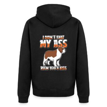 Bernhardiner Humor - Unisex Premium Bio Zip Hoodie - Schwarz - Hinten - Nico (187cm)