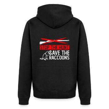 Waschbär Tierschutz Tierrecht Aktivist - Unisex Premium Bio Zip Hoodie - Schwarz - Hinten - Nico (187cm)