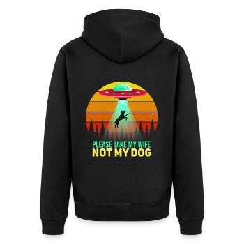 Witziges Hunde Hundehalter Spruch Motiv - Unisex Premium Bio Zip Hoodie - Schwarz - Hinten - Nico (187cm)