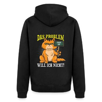 Witziges Katzen Katzenbesitzer Motiv - Unisex Premium Bio Zip Hoodie - Schwarz - Hinten - Nico (187cm)