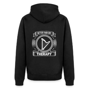 Witziger Harfenspieler Harfen Spruch - Unisex Premium Bio Zip Hoodie - Schwarz - Hinten - Nico (187cm)